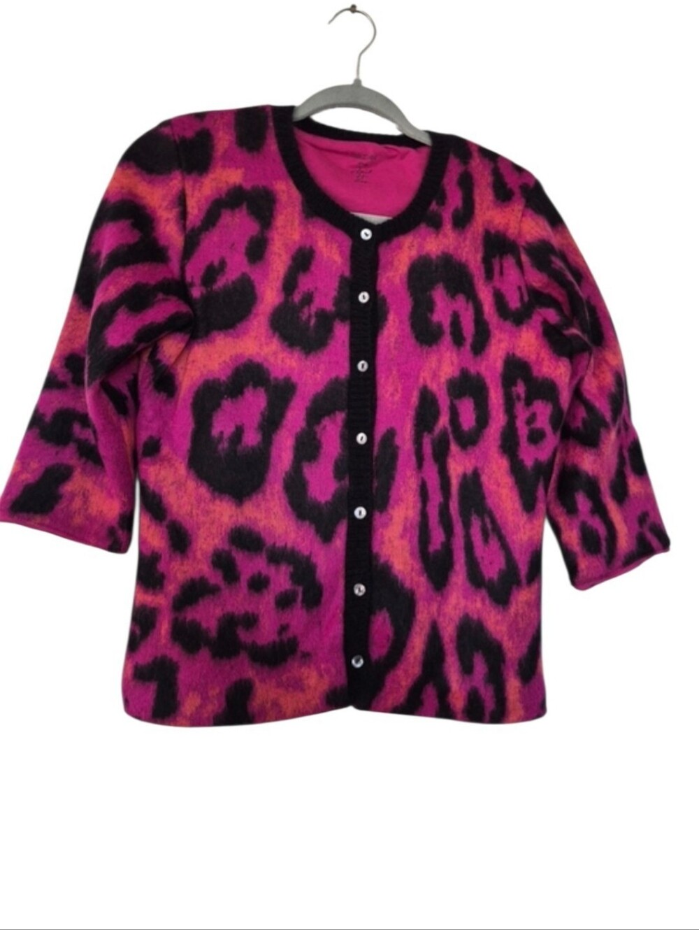 Marc Cain Pink Black Animal Print Cardigan Sweater EU Designer